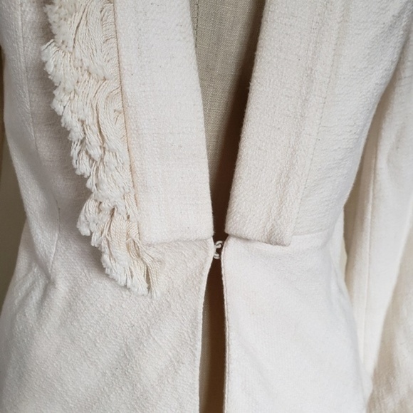NWT Derek Lam 10 Crosby Fringe Notch Blazer Ivory - Picture 4 of 7
